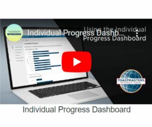 Image: Toastmasters International YouTube Video - Using the individual progress dashboard