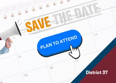 Graphic: District 37 calendar with plan to attend button